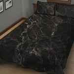 Black White Smoke Marble Print Quilt Bed Set