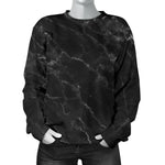 Black White Smoke Marble Print Women's Crewneck Sweatshirt GearFrost