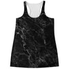 Black White Smoke Marble Print Women's Racerback Tank Top