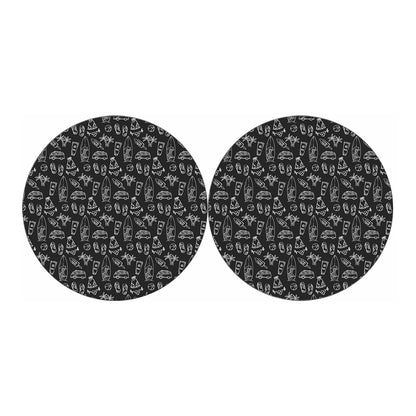 Black White Surfing Pattern Print Car Coasters