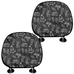 Black White Surfing Pattern Print Car Headrest Covers