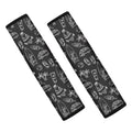 Black White Surfing Pattern Print Car Seat Belt Covers