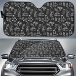 Black White Surfing Pattern Print Car Sun Shade GearFrost