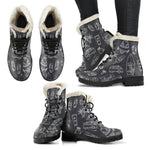 Black White Surfing Pattern Print Comfy Boots GearFrost