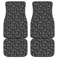 Black White Surfing Pattern Print Front and Back Car Floor Mats