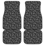 Black White Surfing Pattern Print Front and Back Car Floor Mats