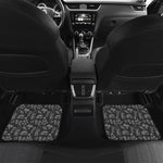 Black White Surfing Pattern Print Front and Back Car Floor Mats