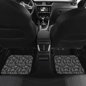 Black White Surfing Pattern Print Front and Back Car Floor Mats