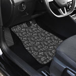 Black White Surfing Pattern Print Front and Back Car Floor Mats