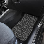 Black White Surfing Pattern Print Front and Back Car Floor Mats