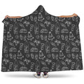 Black White Surfing Pattern Print Hooded Blanket