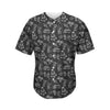 Black White Surfing Pattern Print Men's Baseball Jersey