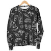 Black White Surfing Pattern Print Men's Crewneck Sweatshirt GearFrost