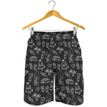 Black White Surfing Pattern Print Men's Shorts