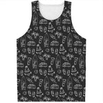 Black White Surfing Pattern Print Men's Tank Top