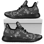 Black White Surfing Pattern Print Mesh Knit Shoes GearFrost