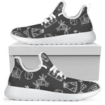 Black White Surfing Pattern Print Mesh Knit Shoes GearFrost