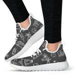 Black White Surfing Pattern Print Mesh Knit Shoes GearFrost