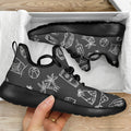 Black White Surfing Pattern Print Mesh Knit Shoes