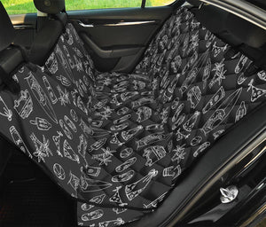 Black White Surfing Pattern Print Pet Car Back Seat Cover