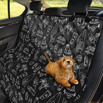 Black White Surfing Pattern Print Pet Car Back Seat Cover