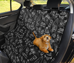 Black White Surfing Pattern Print Pet Car Back Seat Cover