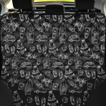 Black White Surfing Pattern Print Pet Car Back Seat Cover