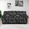 Black White Surfing Pattern Print Sofa Cover