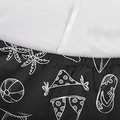 Black White Surfing Pattern Print Sofa Cover