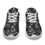 Black White Surfing Pattern Print Sport Shoes GearFrost