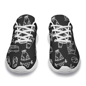 Black White Surfing Pattern Print Sport Shoes GearFrost