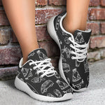 Black White Surfing Pattern Print Sport Shoes GearFrost