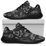 Black White Surfing Pattern Print Sport Shoes GearFrost