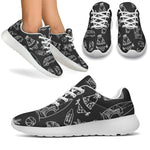 Black White Surfing Pattern Print Sport Shoes GearFrost