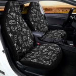 Black White Surfing Pattern Print Universal Fit Car Seat Covers