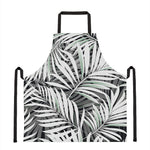 Black White Tropical Leaf Pattern Print Apron