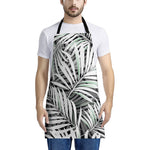 Black White Tropical Leaf Pattern Print Apron