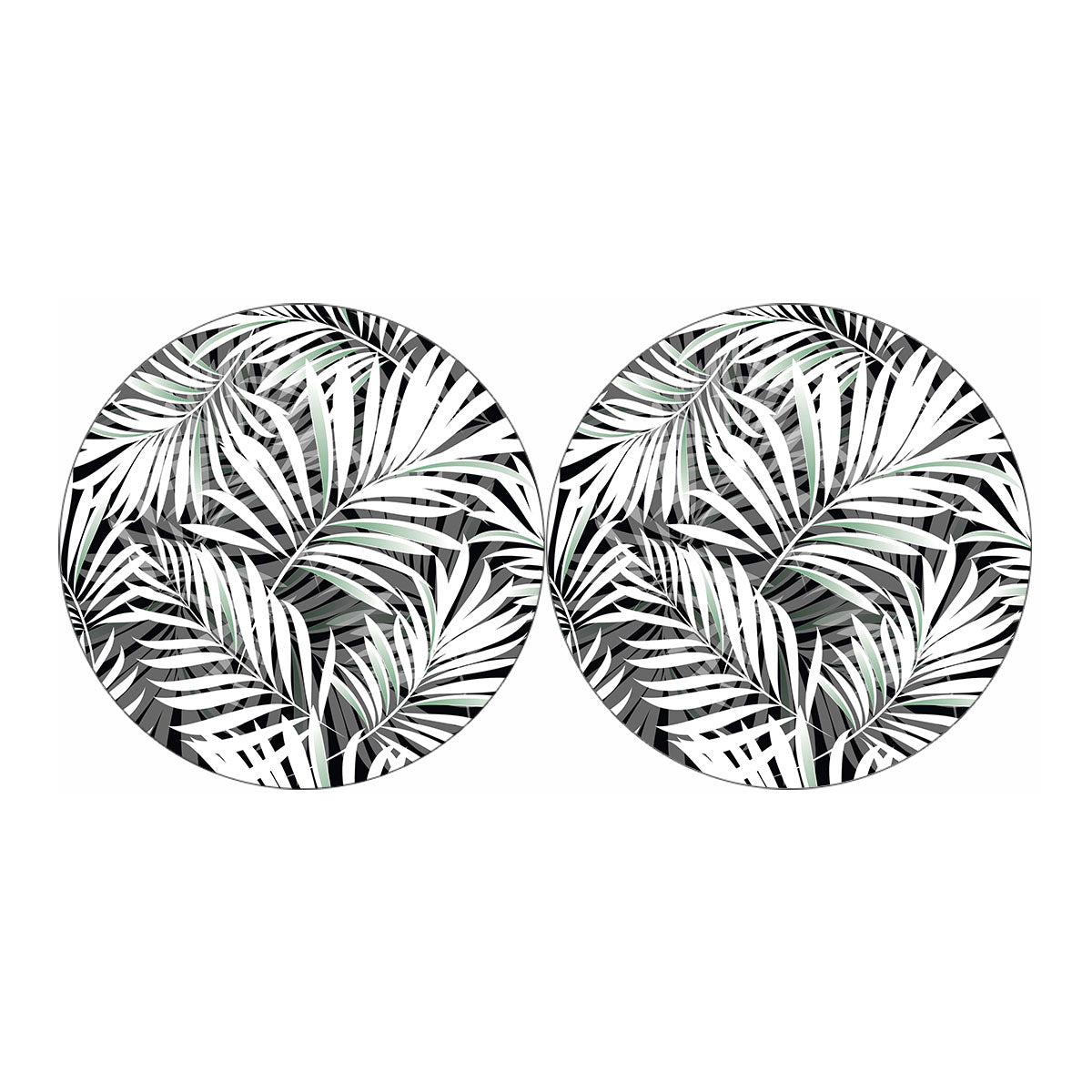 Black White Tropical Leaf Pattern Print Car Coasters