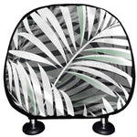 Black White Tropical Leaf Pattern Print Car Headrest Covers