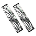 Black White Tropical Leaf Pattern Print Car Seat Belt Covers