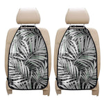 Black White Tropical Leaf Pattern Print Car Seat Organizers