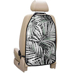 Black White Tropical Leaf Pattern Print Car Seat Organizers