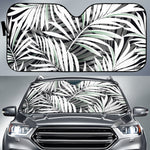 Black White Tropical Leaf Pattern Print Car Sun Shade GearFrost