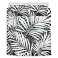 Black White Tropical Leaf Pattern Print Duvet Cover Bedding Set