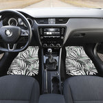 Black White Tropical Leaf Pattern Print Front and Back Car Floor Mats