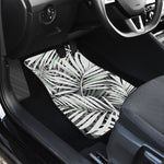 Black White Tropical Leaf Pattern Print Front Car Floor Mats