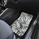 Black White Tropical Leaf Pattern Print Front Car Floor Mats