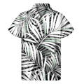 Black White Tropical Leaf Pattern Print Men's Short Sleeve Shirt