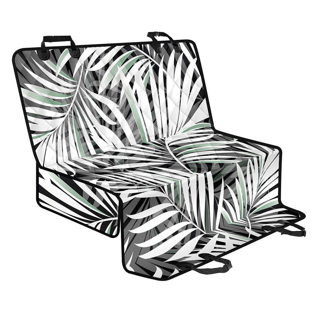 Black White Tropical Leaf Pattern Print Pet Car Back Seat Cover
