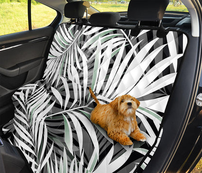 Black White Tropical Leaf Pattern Print Pet Car Back Seat Cover